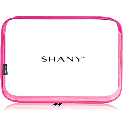 Shany Clear PVC Cosmetics X -Large Warge Pouch - תיק מטאל -ליטר איפור שקוף - תיק אחסון Make Up לנסיעות - ורוד