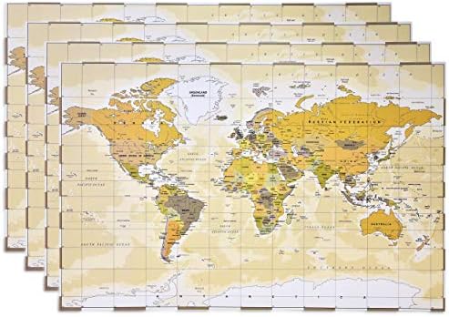 50 מפת עולם חד פעמית נייר מקום מחצלות 11 אינץ