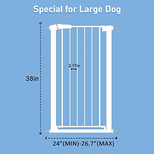 גבוה במיוחד כלב שער עבור בית מדרגות ופתחים, 24כדי 26.7 מתכוונן רוחב עם 38 גובה,שערים לחיות מחמד עם קיר לחץ רכוב מסגרת, אוטומטי קרוב שער