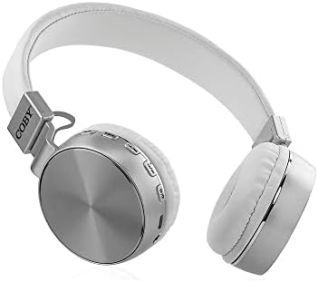 COBY Metallic Bluetooth אלחוטית אוזניות אוזניות עם מיקרופון, מוסיקה ובקרות שיחות, רדיו FM, חיי סוללה של 10 שעות, טווח 33 רגל / 10 מטר,