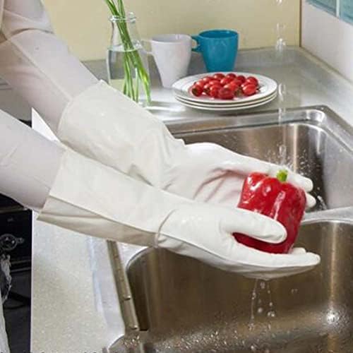 עדין מיאו 2 זוגות לבן דק גומי כפפות ניקוי לשטיפת כלים עמיד למים כפפות לשימוש חוזר מטבח כפפות
