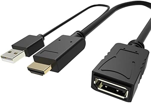 מתאם/ממיר כבל HDMI לתצוגה של DisplayPort עם כוח USB, VCOM 4K@60Hz זכר ל- HDMI לנקבה למתאם DP למוניטור, תומך ב- HDCP2.2 HDMI2.0, תואם ל-,