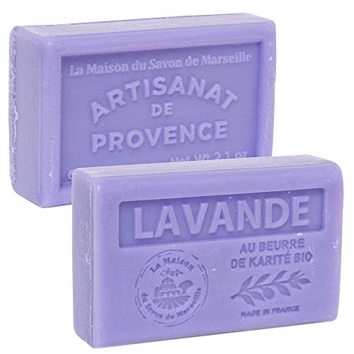 סבון דה מרסיי-סבון צרפתי עשוי חמאת שיאה אורגנית - ניחוח לבנדר-מתאים לכל סוגי העור-60 גרם ברים-סט של 3