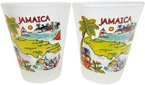 סט זכוכית שוט ג 'מייקה עם שתיים מאותן כוסות כלי שתייה של חבילת מזכרות ג' מייקנית