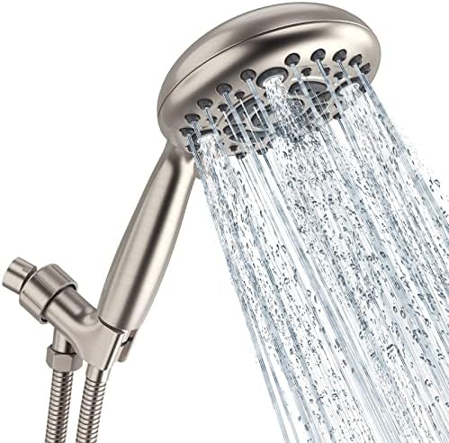 כף יד מקלחת ראש, סר שמש עלייה 6-הגדרות 4.8 סנטימטרים גבוהה לחץ מקלחת ראש עם 1.8 מטר / 71 אינץ ארוך 304 נירוסטה מקלחת צינור ומקלחת זרוע
