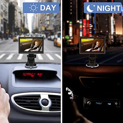 XRC Tech 5 אינץ 'צג HD, מצלמת רכב לתינוק 1080p, מראה תינוקות למושב אחורי לרכב, מצלמת מושב אחורית אחורית מצלמה ברורה ראיית לילה, ערכת בטיחות