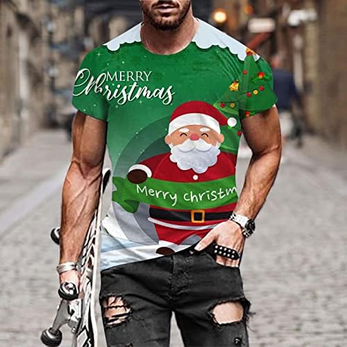חולצות טריקו של ZDFER Mens חג המולד סנטה קלאוס חייל הדפסה צמרות שרוול קצר מצחיק חג המולד גרפיקה גרפית דקה כושר שרירים