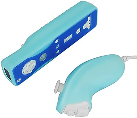 אוסטנט כיסוי סיליקון רך נתיק עור לכיסוי עור עבור Nintendo Wii מרחוק נונצ'וק בקר צבע כחול