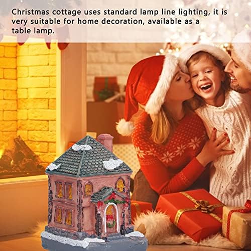 בית שרף חג המולד, שרף בית כפר חג המולד עם אור LED חם, קישוטים לשרף לחג המולד לילדים לחג מתנות קישוט