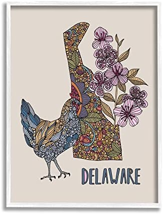 תעשיות סטופל דלאוור כחול תרנגולת פרחים פרחים מורכבים אמנות קיר ממוסגרת, עיצוב מאת ולנטינה הרפר