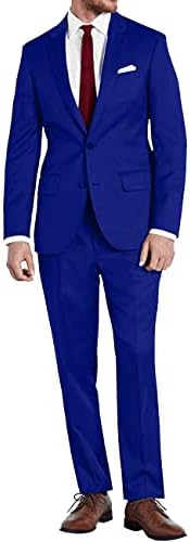 Lynerun Mens Slim Fit 2 חלקים חליפה שני כפתורים דש חליפה מוצקה מכנסיים מכנסיים סט טוקסידו לנשף