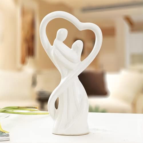 פסל זוגי קרמיקה של אוריינטוויי לקישוט הבית, חיבוק נלהב קישוט פסלון עיצוב בית, יום נישואין, חתונה, לבן-קרמי של יום האהבה, לבן