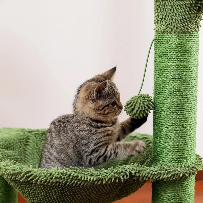 קקטוס חתול גרוד עם סיסל חבל חתול גרדן עץ מגבת עם נוח מרווח ערסל חתולי טיפוס מסגרת