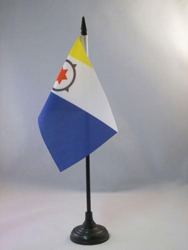דגל AZ דגל בונייר שולחן דגל 4 '' x 6 '' - דגל שולחן בונייר 15 x 10 סמ - מקל פלסטיק שחור ובסיס