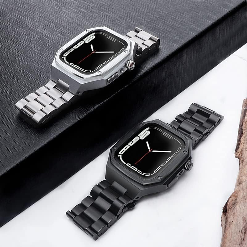 Bholsa Metal Armor+רצועה לפס Apple Watch Series 8 7 45 ממ 44 ממ צמיד נירוסטה לצמיד עבור IWatch 4/5/6/7/SE Watchbands