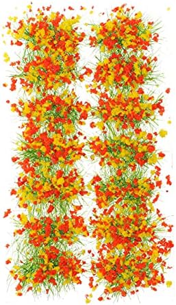 גלוס סט 1 תיבת סטטי פרח ציציות מיניאטורות פרח צמחייה קבוצות סטטי דשא ציציות עבור דגם רכבת רכבת נוף חול שולחן דגם משחקי מלחמה שטח צהוב