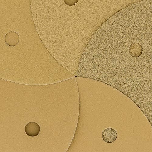 Dura -Gold - Premium - Pack מגוון - דיסקי מלטש זהב בגודל 5 - וו וולאה ללא אבק ללא 5 חור לדה סנדר - קופסה של 50 דיסקי נייר זכוכית לגימור