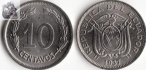 אקוודור אמריקאי 10 מטבעות ברבור 1937 מהדורה אוסף מתנות מטבעות זרים