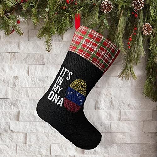 זה ב- DNA שלי Venezuela Flag Flaging גרבי חג חג המולד של חג חג המולד משתנים מלאי קסום לחג המולד עץ אח תלייה גרביים