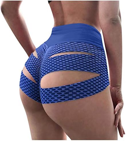 מכנסי אופנוען בעלי מותניים גבוהים לנשים מכנסיים קצרים ברמת חלול החוצה מכנסיים קצרים בצבע אחיד נמתחים מכנסיים אתלטים יוגה סקסית