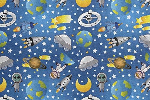 חלל אמבסון יוגה מגבת מחצלת, חלל אסטרונאוט זר ואנושי עם כוכבי יריות תמונת ירח וכדור הארץ, זיעה ללא החלקה סופגת יוגה פילאטיס פילאטיס כיסוי