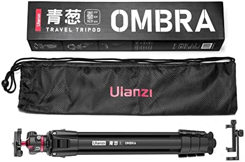 Ulanzi MT -55 מצלמת נסיעה מעמד חצובה, 62.2 אינץ 'וידאו כבד חצובה חצובה עבור Sony Nikon Canon Fuji DSLR מצלמה, W Smartphone Clamp - OMBRA