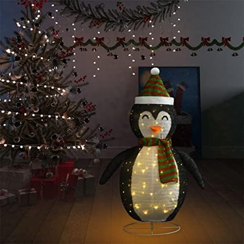 דמות פינגווין שלג דקורטיבית של חג המולד של חג המולד עם LED לשימוש פנים וחוץ לקישוט חג המולד בד קישוט חג המולד בד יוקרה 47.2