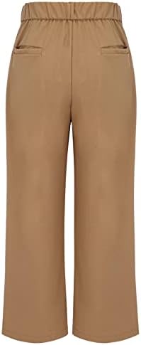 מיאשוי גבירותיי אתלטי מכנסיים נשים מקרית רחב רגל שמלת מכנסיים גבוהה מותן מותאם כפתור למטה מכנסיים 90 מכנסיים עבור