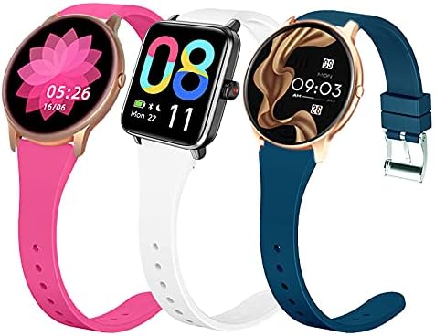 Smaate Slim Silicone Watch Band תואם ל- Yamay 022 ו- Asptk LW11 Smartwatch, רצועת החלפה לנשים, שחרור מהיר