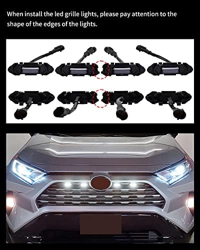 נורות LED לבנות 4 יחידות סורג קדמי מנורות ראפטור אביזרים לרכב עם רתמה ונתיך, תואמים לשנת 2019 2020 2021 2022 Toyotaa Rav4 Hybrid Le, Xle,