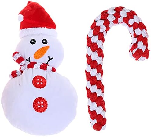 סט צעצוע של כלבי חג המולד של 2, צעצוע של שלג איש שלג בפלאש וקנדי קני קני חבל חבל חבל