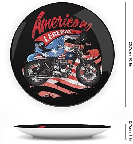 אופנוע דגל אמריקאי עצם מצחיק סין צלחת דקורטיבית צלחות קרמיקה עגול