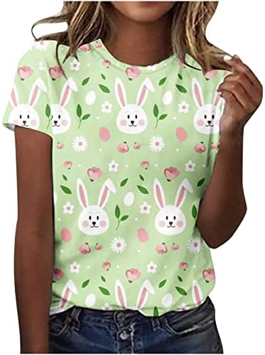 חולצות פסחא לנשים הדפסת תלת מימד חולצה נוצרית חולצה ארנבת חמודה גרפיקה גרפית בסיסית שרוול קצר
