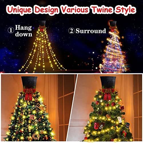 אורות עץ חג המולד של Donsaji עם כובע טופר עץ, 6.6ft x8 קווי 320 LED LED אורות מחרוזת חג המולד עם מרחוק ו 8 מצבים ותפקוד זיכרון אטום למים