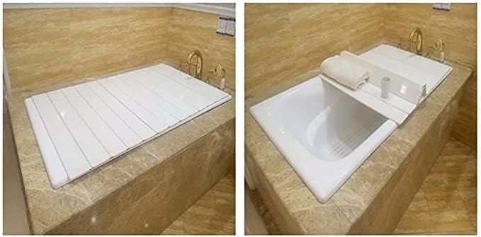 מכסה אמבטיה אמבטיה אמבטיה של הייקאנגשופ כיסוי אמבטיה מתקפל אנטי-אבק כיסוי בידוד אמבטיה, מכסה אמבטיה, מכסה אמבטיה תריס-לבן PVC
