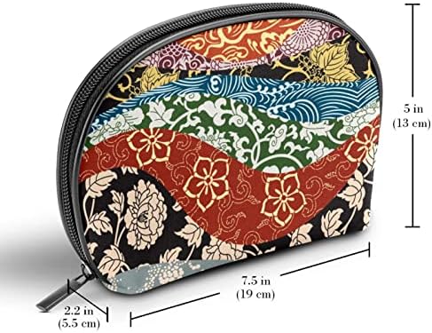 תיק איפור קטן, מארגן קוסמטיקה של רוכסן לטיולים לנשים ונערות, פרח טלאים וינטג 'אמנות יפנית