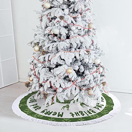 חצאית עץ חג המולד, צללית כלב חג המולד בגודל 30 חצאית עץ חג המולד עם ציצית, מחצלת בסיס עץ חג המולד, חצאית עץ שלג לקישוטים למסיבות חג חורף