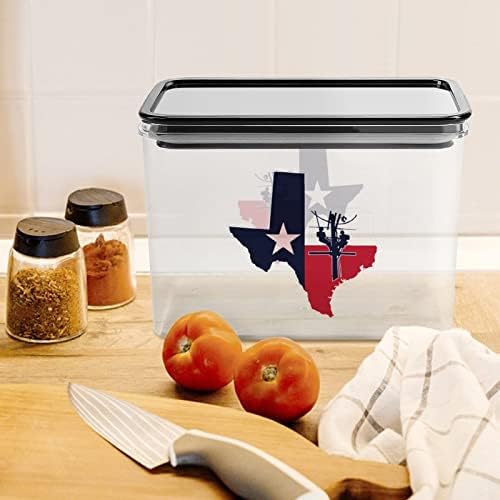 טקסס המדינה מתאר עם דגל איש קו אחסון קופסא פלסטיק מזון ארגונית מיכל מיכלי עם מכסה למטבח