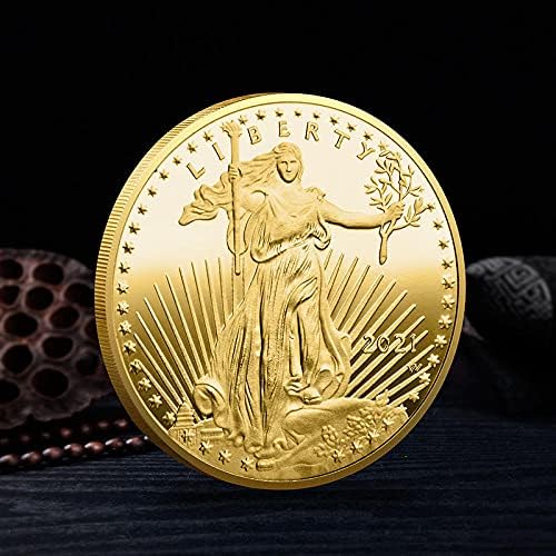 2021 אמריקה חופש אמריקאי לנשים מצופה זהב מטבע זיכרון מטבע מטבע מטבע וירטואלי מארז מהדורה מוגבלת מטבע אספנות עם מקרה מגן
