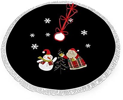 חצאיות עץ חג המולד, חצאית עץ חג המולד שחור קצר עם קטיפה עם קישוט ציצים לבן בסיס חצאית עץ לבסיס עץ חג המולד עץ עץ חצאית עץ לעיצוב חג המולד