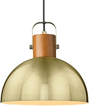 אור תליון כיפת אליונה, מנורה תלויה בעץ גומי 12 אינץ 'עם צל מתכת זהב וינטג