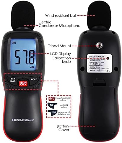 LDCHNH דציבלים מדק רמת צליל בודק 30 ~ 130DBA נפח רעש מדידה ומכשירי ניטור תצוגת LCD דיגיטלית עם תאורה אחורית