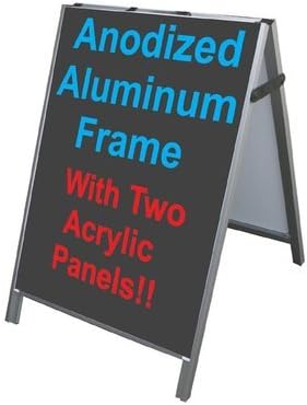 אלומיניום A-Frame 24 x36 שלט מדרכה דו צדדי עם לוחות אקריליים שחורים
