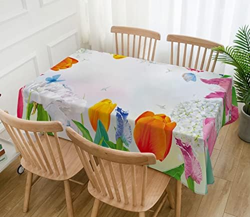 הלו אביב מפת שולחן פסחא עונתי חג מסיבת קישוט טוליפ פרחי מטבח אוכל חדר בית תפאורה-60 אורך 84 אינץ