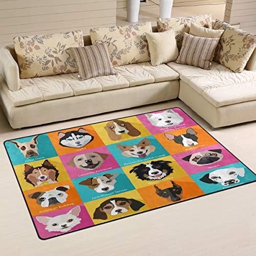 שטיח אזור לילדים באלזה, שטיח רצפה כלבים מקסימים שפשוף ללא החלקה למגורים במעונות מעונות חדר שינה עיצוב 31x20 אינץ '