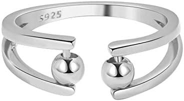 טבעת בוהן גל S925 טבעת סטרלינג סטרלינג מתכווננת טבעת חרוז