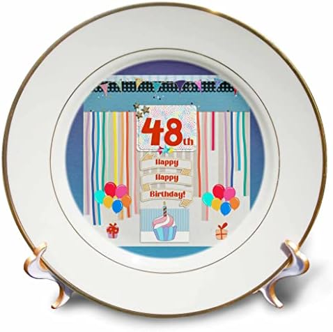 תמונת 3 של תמונת יום הולדת 48, קאפקייקס, נר, בלונים, מתנה, זרמים - צלחות