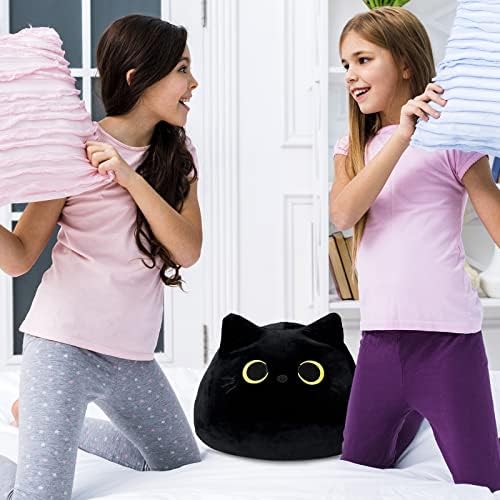 צעצוע קטיפה של חתול שחור 3D - כרית חתול שחור קטיפה כרית חתול רכה עמידה - כרית בצורת חתול חתול שחור סקווישמלו לעיצוב פנים שחור - מתנות