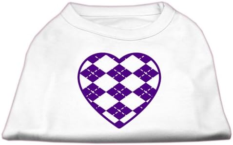 מוצרי חיות מחמד של מיראז 'ארגייל לב סגול חולצת הדפסת מסך לבן S
