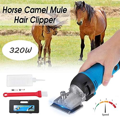 מקצועי חשמלי סוס שיער קליפר, כבד החובה 320 ואט & מגבר; 6 מהירויות מתכוונן נמוך רטט חשמלי סוסים מספריים, שיער טיפוח גוזם עבור חיות מחמד